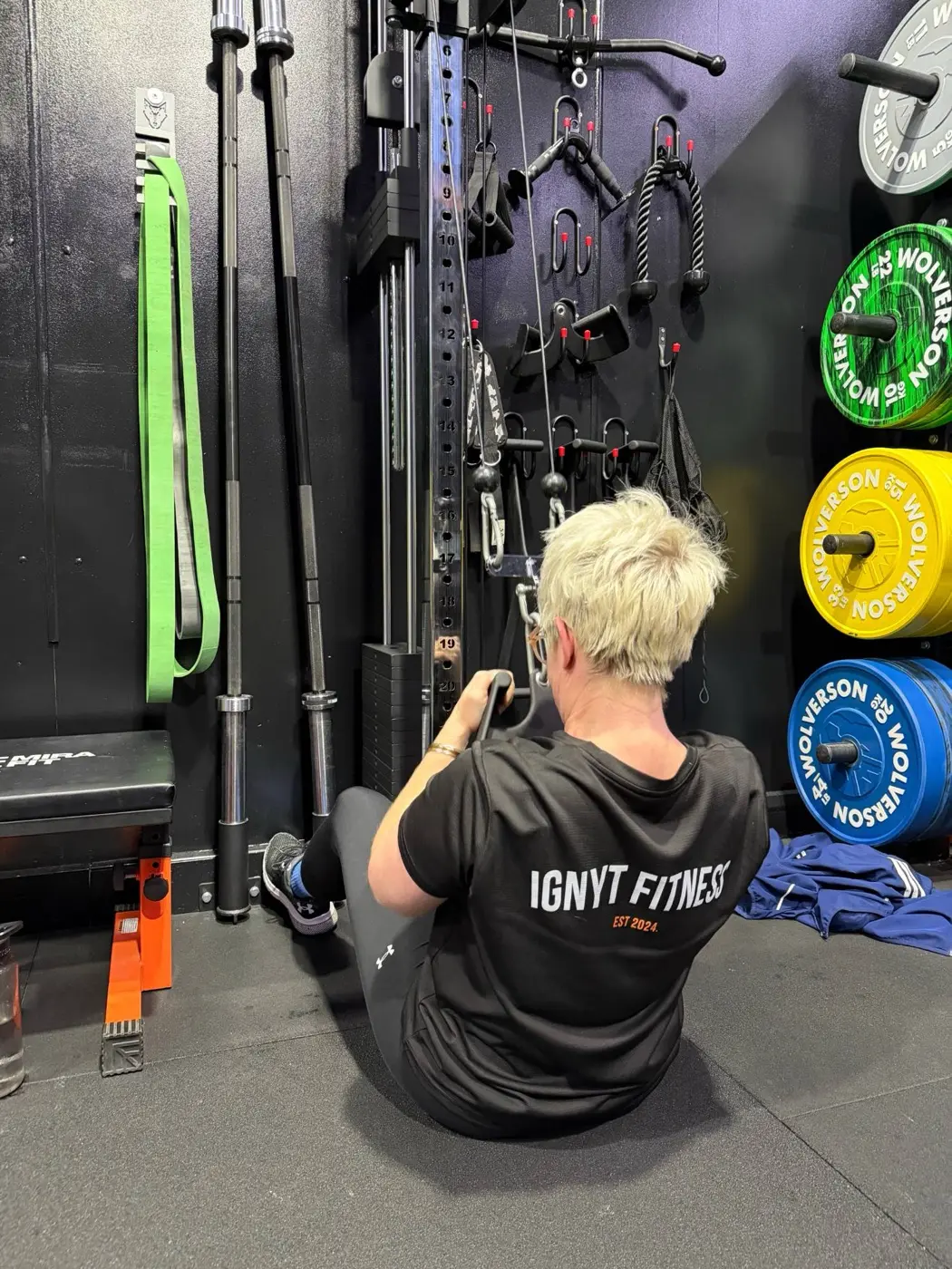 Nat on the cable row at IGNYT Fitness