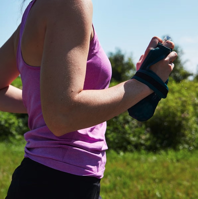 Athlete hydrating during a training session